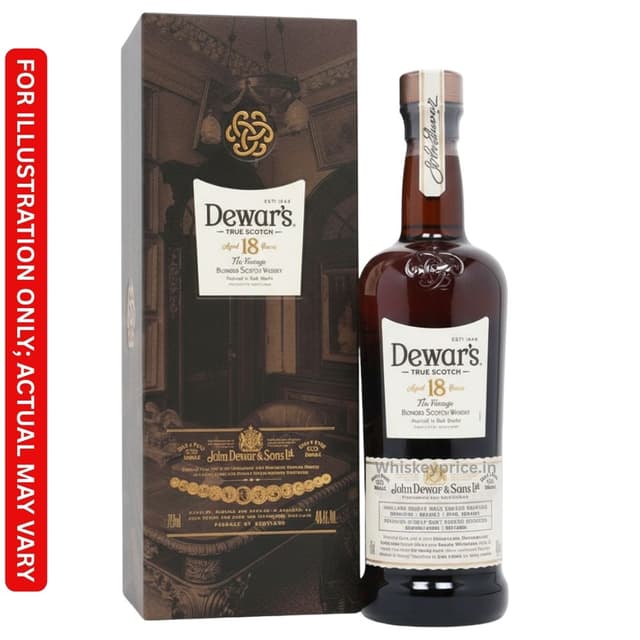 Dewar's 18 Year Old Whisky Price in India: Latest 2026 Rates