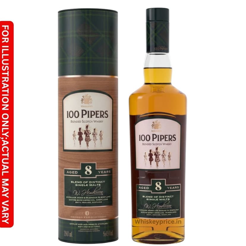 100 Pipers 8 Year Old Price in India 2026: Delhi & Mumbai Rates