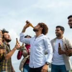 indian friends drinking beer